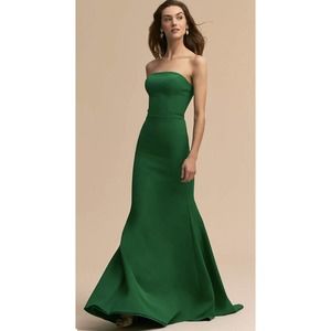 BHLDN Tess Size 6 Green Strapless Fit Flare Gown Dress NWOT